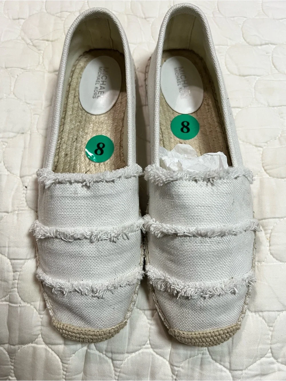 NWOB Michael Kors MK Women's Tibby White Fabric Espadrille Size 8